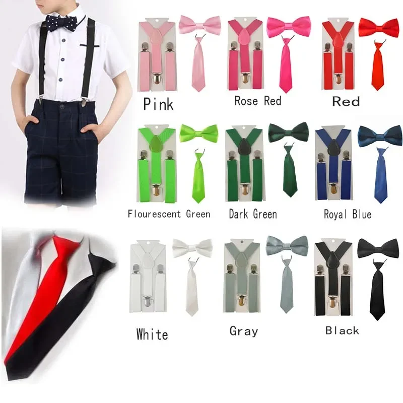 

Adjustable Bow Suspenders Ties 3pcs Necktie Boys Bowties Kids Children Braces Elastic Set Party Back Girls Y Tie