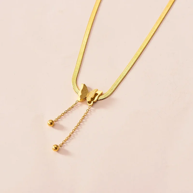 Vintage Butterfly Necklace Women Golden Stainless Steel Blade Snake Chains Aesthetic Charms Choker Women jewelry Gift To Mujer