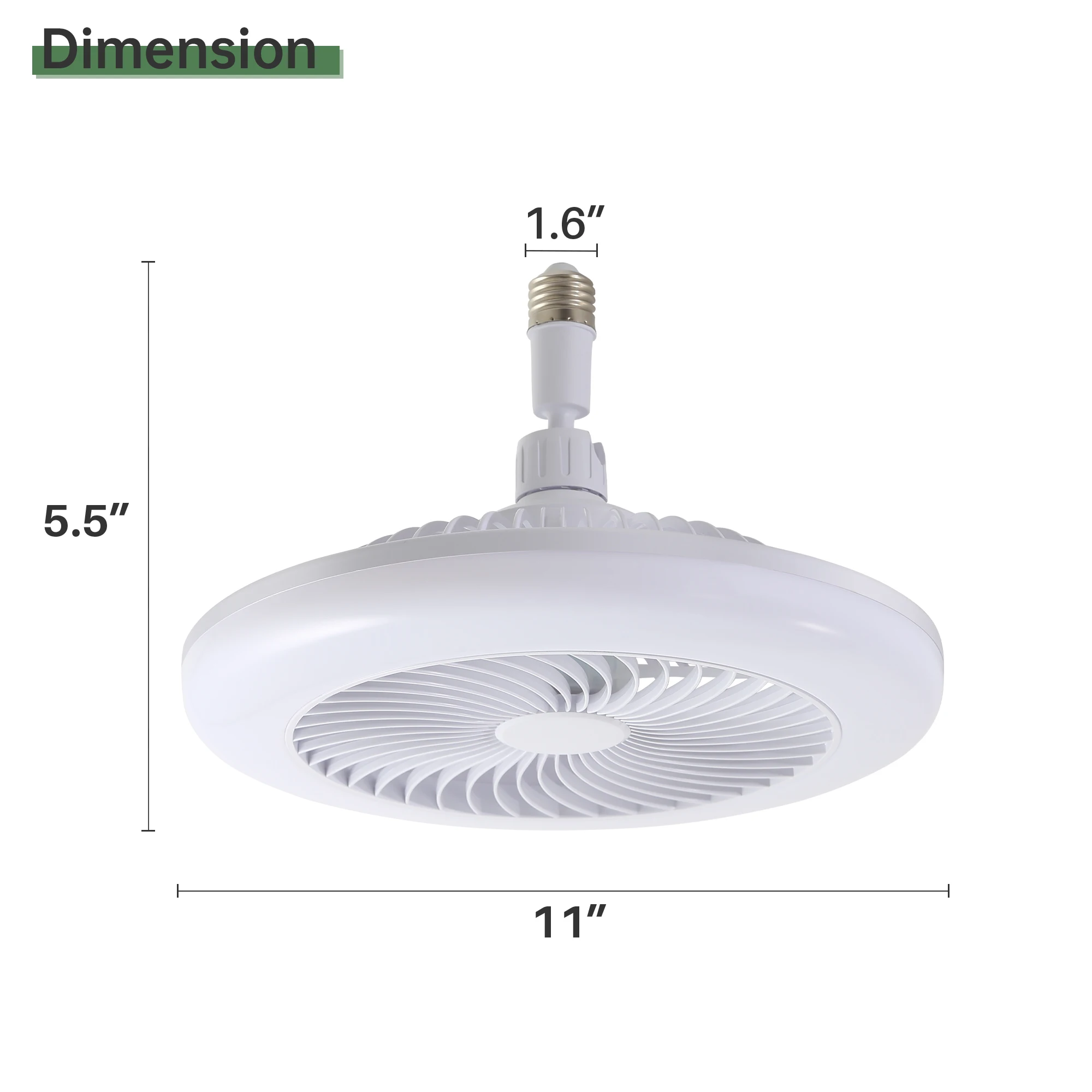Sofucor Modern 11-Inch Ceiling Fan E26 Enclosed Socket Ceiling Fan With Light Remote Control
