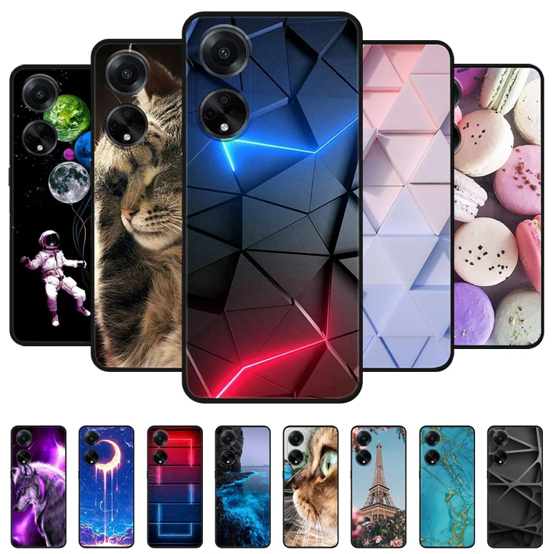 Stylish Black Silicone Painted Soft Phone Case - Premium TPU Protective Cover