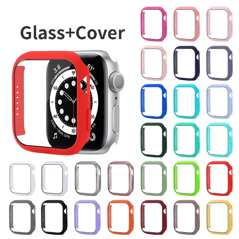 

1PC Screen Protector Case for Apple Watch Series 6 5 4 3 44mm 40mm iwatch 42mm 38mm tempered glass+cover Apple watch Accessories