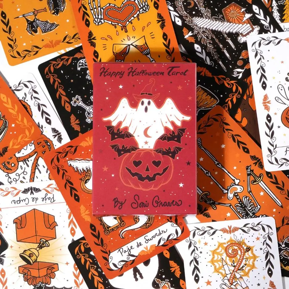 Baralho de Tarot Halloween, Oracle Card, Gato Preto, Pumpkin Pattern, Jogos  de Baralho, 11.3x6.3x3.2cm, 78Pcs - AliExpress