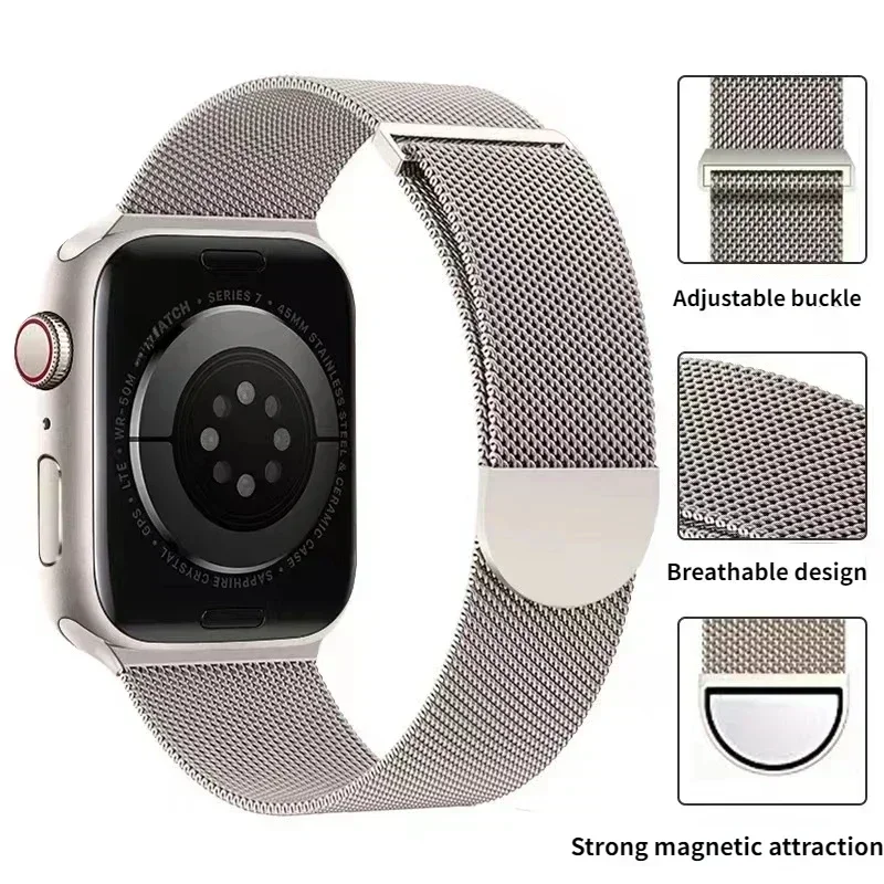 Magnetic Loop Strap For Apple Watch Band 44mm 45mm 40mm 41mm 42mm 38mm 49mm bracelet correa iWatch series se 9 7 3 5 6 8 Ultra watch strap