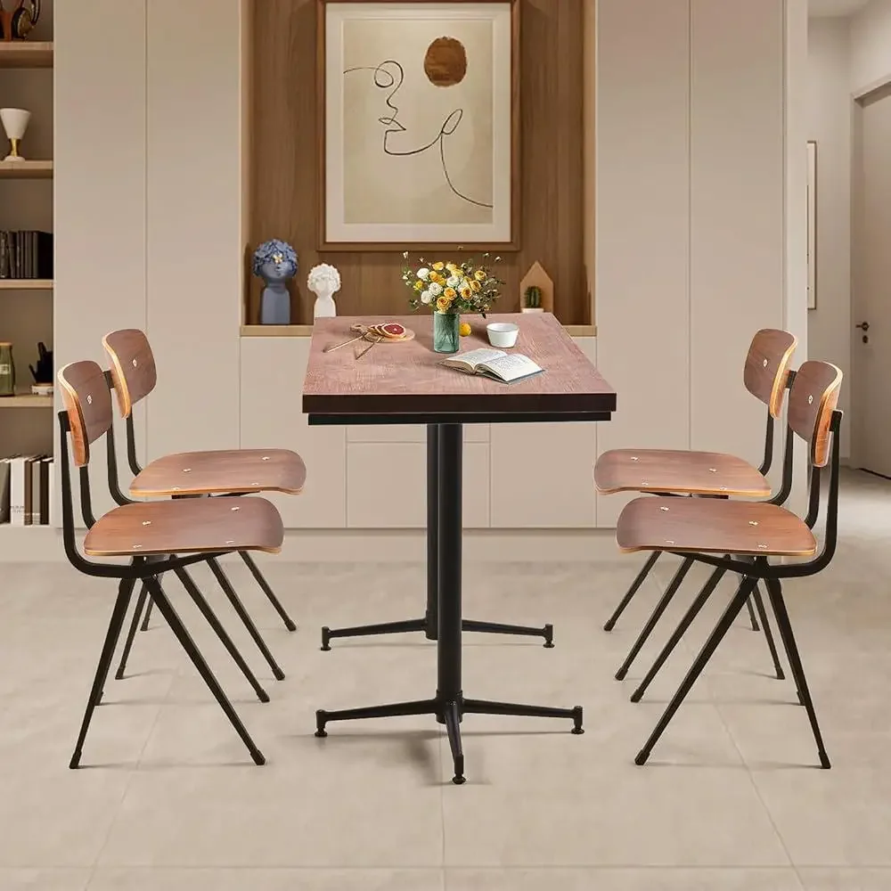 Small Space Dining Table Metal Base Solid Wood Top Kitchen Cafe Bar Counter Height Versatile Table Home Office 3