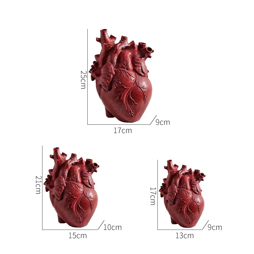 Vase Container Simulation Anatomical Heart-shaped  Dried Flower Pot Art Vase Human Statue Desktop Home Decoration Ornaments 6