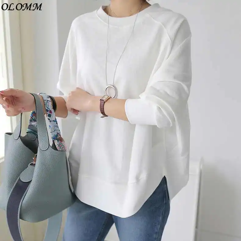 

Long Sleeved Sweater For Women Spring And Autumn New Loose Base Coat Unique Design White T Shirt Tops