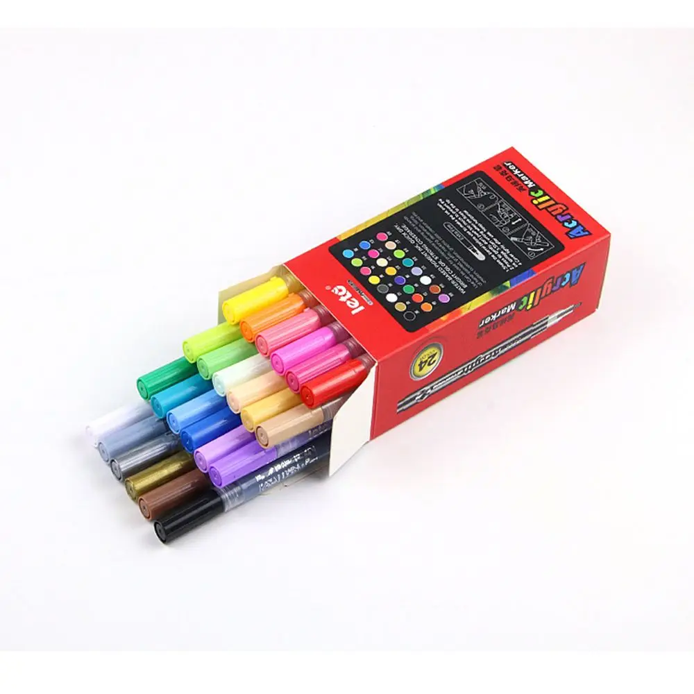 Rock Painting Set of 24 Extra Fine Point Non Toxic Acrylic Paint Pen Markers