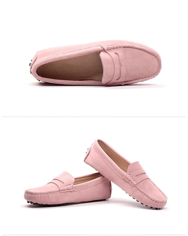 GRWG Shoes Women Genuine Leather Spring Flat Shoes Casual Loafers Slip On Women's Flats Shoes Moccasins Lady Driving Shoes