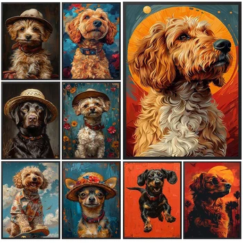 Cartoon Dog Animals stampe colorate Nursery Wall Pictures For Living Room Nordic Poster Wall Art Canvas Painting Unframed