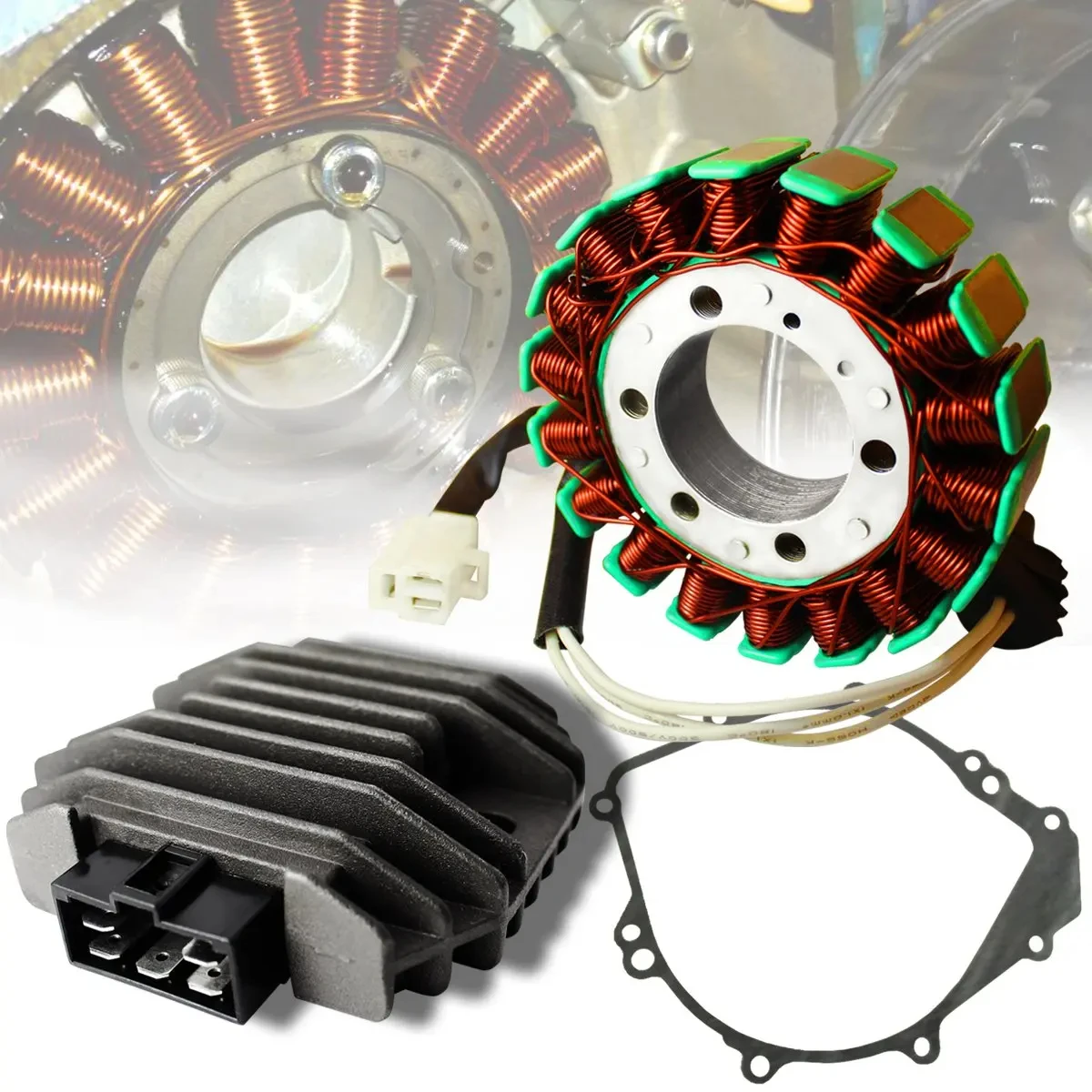 

Magneto Coil Stator+Voltage Rectifier+Gasket Assy. For 99-02 YZF-R6/R6S/YZFR6/YZFR6S/YZF-R6S 600 5EB-81410-00-00/4JH-81960-00-00