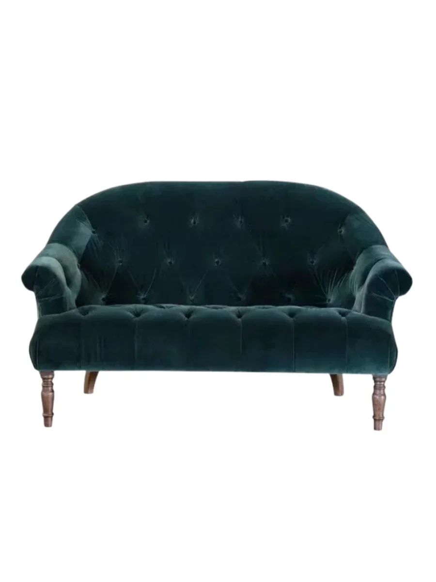 

French Style Pull Buckle Velvet Cloth Art Sofa American Small Apartment Sofa Retro Nostalgic Sofa Furniture