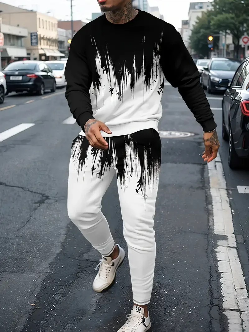Fashion Animal Duck 3D Print Men's Sportswear Set Casual Long-Sleeved T Shirt Pants 2-Piece Set Oversized Pullover Men Clothing 5