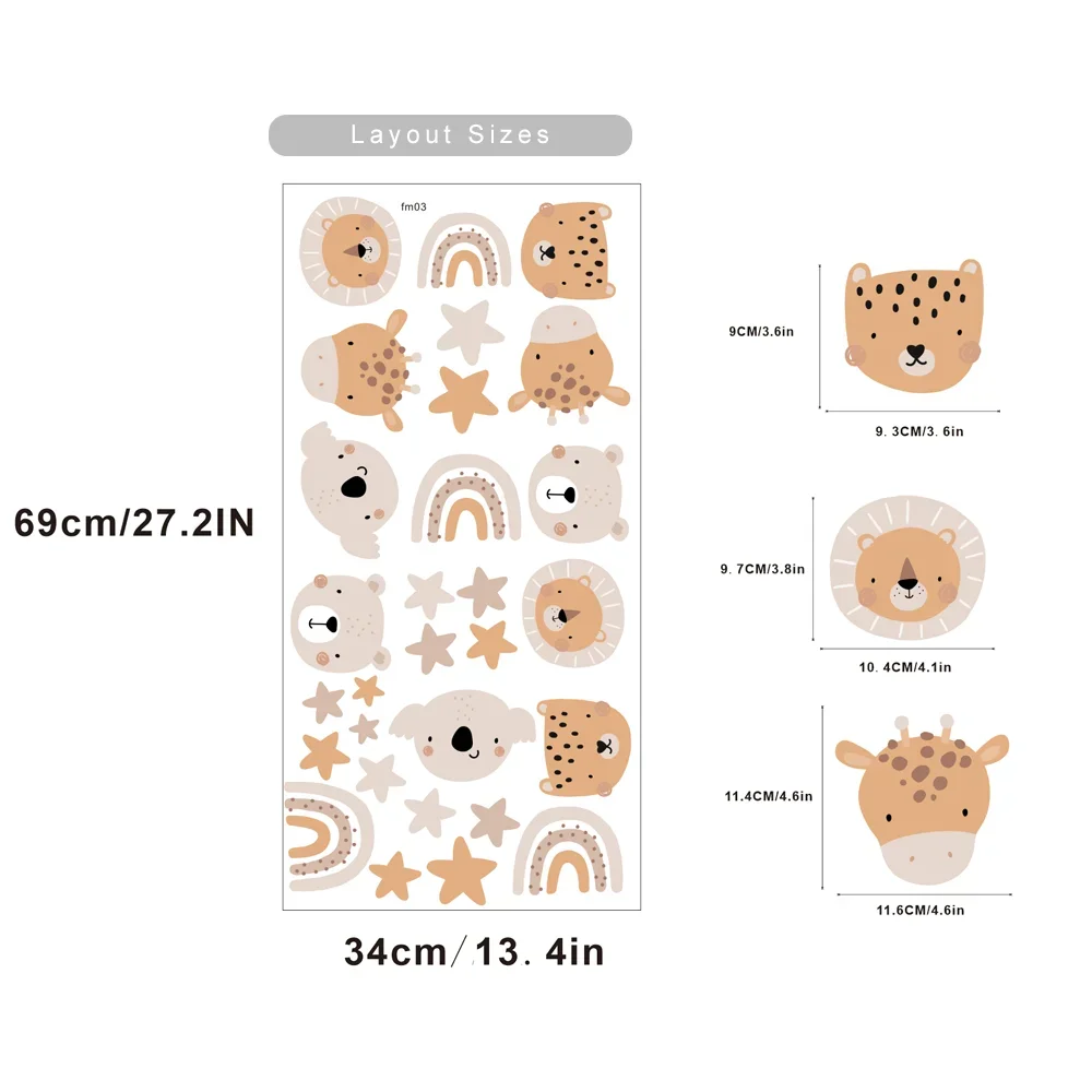 Boho Cartoon Cute Rainbow Bear Animals Star Nursery Wall Decals Art Gifts Kids Room Girls Bedroom Wall Sticker Home Decor Alien 6