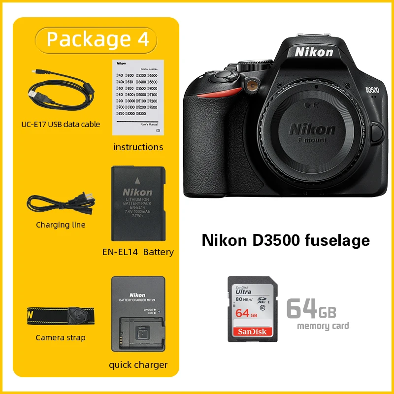 Cámara Nikon D3500 Lente 18-55mm 24mp Video Full Hd 1080p