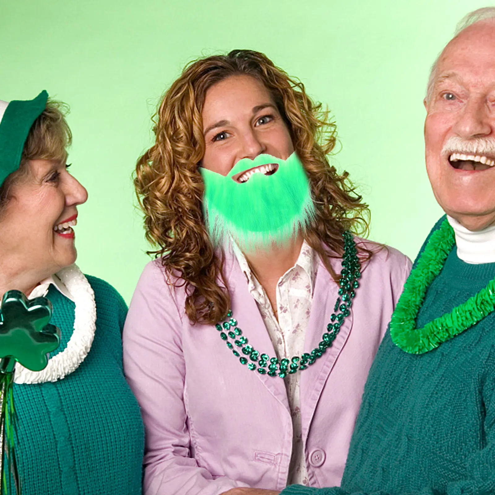 2Pcs 녹색 가짜 수염 밝은 색상 재미있는 성 패트릭의 날 코스프레 파티 의상 수염 소품 성 패트릭 장식