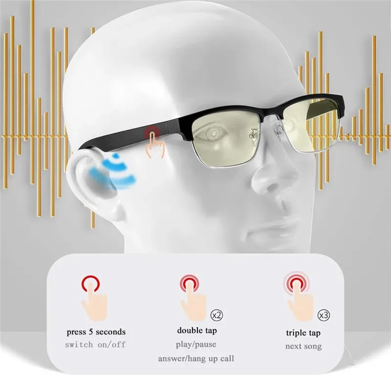 Bone Conduction Headphones Ky02 Smart Glasses Replaceable Prescription