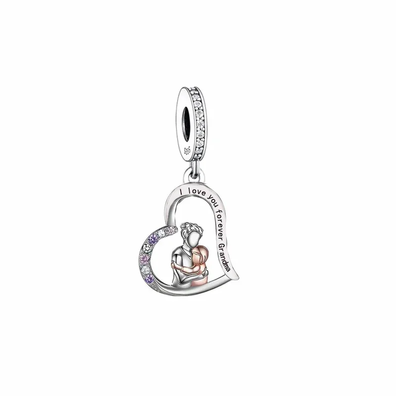 Fit Original Pan Charm Bracelet 925 Silver I Love You Forever Grandma Bead For Making Women Grandma Grandson Berloque 2024 DIY 2