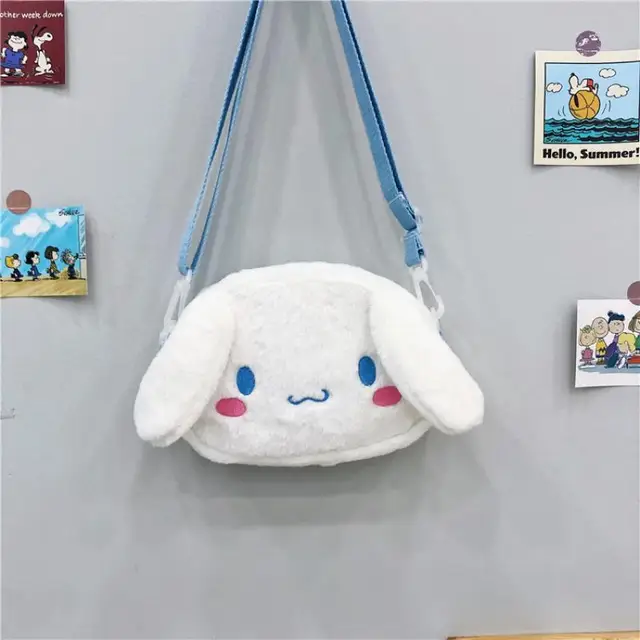 Sanrio Bag Kawaii Kuromi Plush Crossbody Bag Cute Soft Girl Jk Uniform Bag Cinnamoroll Plush Cartoon Sanrio Melody Shoulder Bag