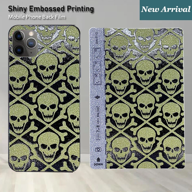 50 Pcs Glitter Embossed Printing SmartPhone Skin Sticker for Cutting Machine Mobilephone Back Housing Glass Protective Films