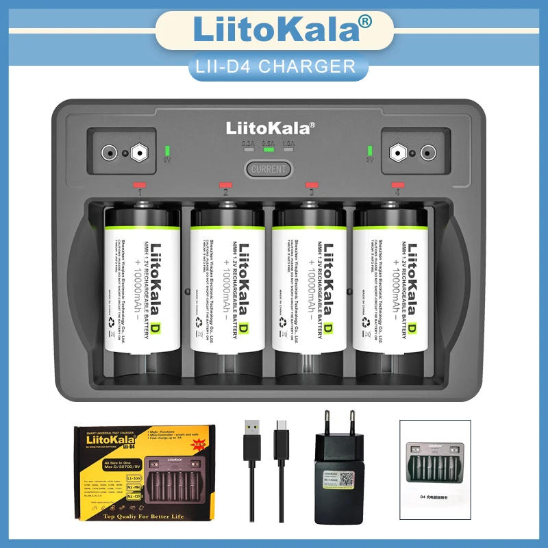  NEW LiitoKala Lii-M4 18650 Charger LCD Display Universal Smart Charger Test capacity for 26650 18650 21700 AA AAA etc 4slot