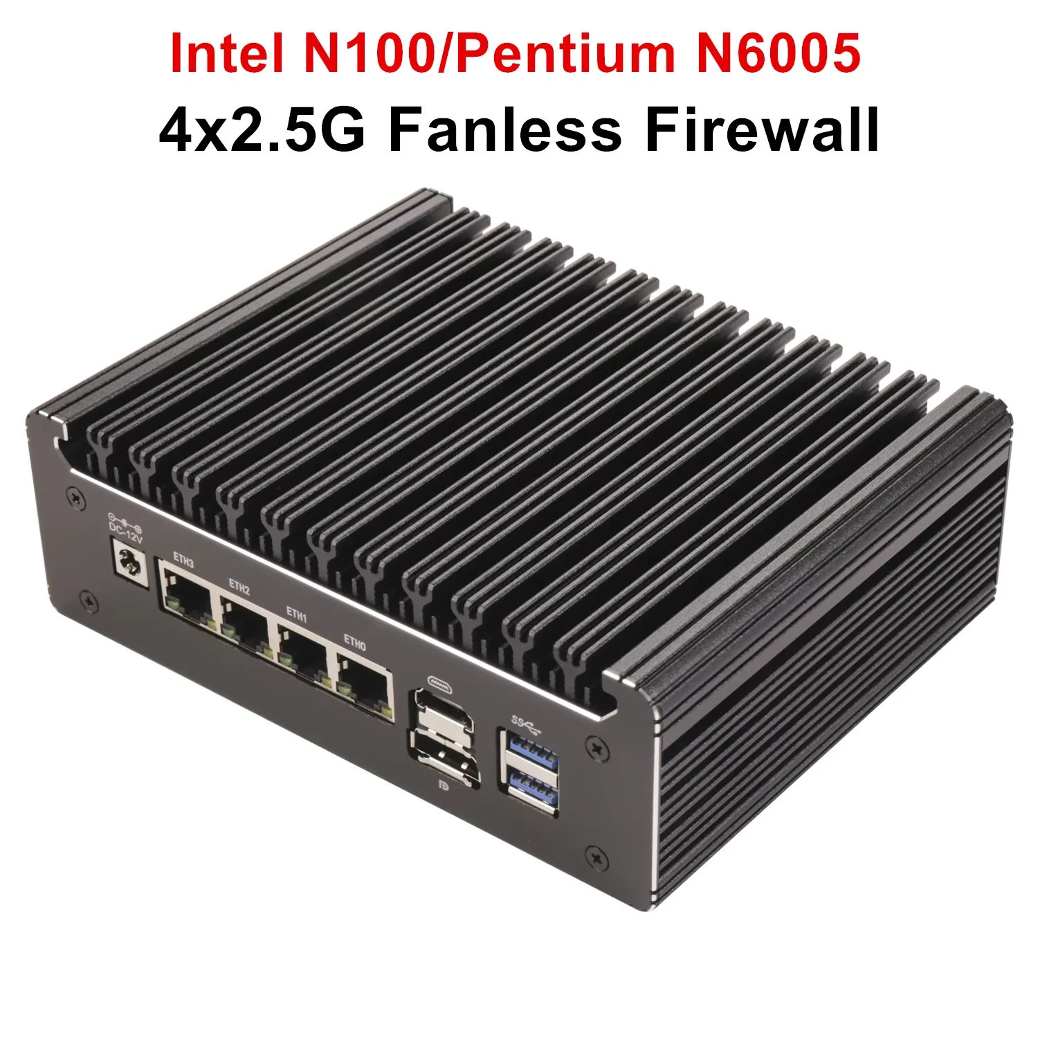 Fanless Firewall Mini PC Intel N100 Pentium N6005 Topton Solid 4 LANs i226-V 2.5G DDR4 COM USB-C pfSense OPNsense ESXi Computer 6