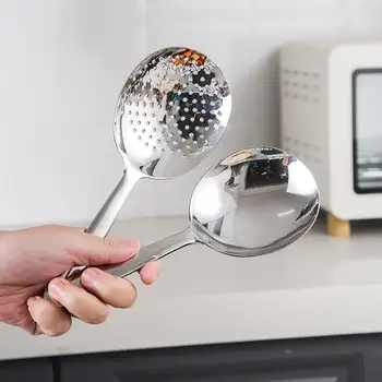 Nouvelles cuillères en acier inoxydable (1/2 pièces) avec manche isolant thermiquement et trou de drainage pour servir la soupe et le riz, ustensiles de cuisine