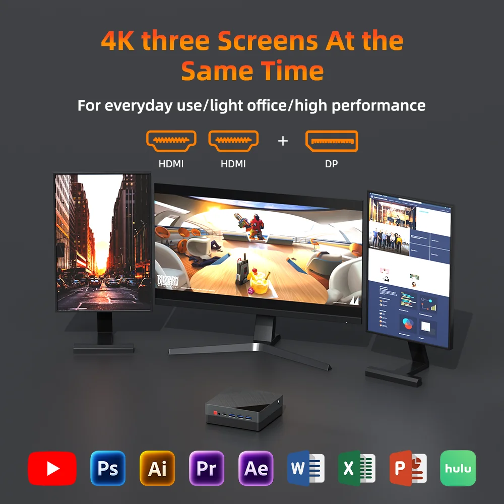 Texhoo MINI PC Ryzen 5 4500U DDR4 16G RAM 512G SSD WIFI6 BT5.2 Windows 11 LAN*2 HDMI*2 USB3*3 Dual 4k Display Desktop Computer