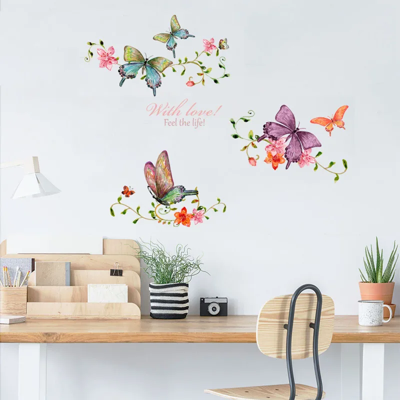 

Креативный фон для телевизора с изображением бабочки лозы, украшение для гостиной, спальни, Настенная Наклейка