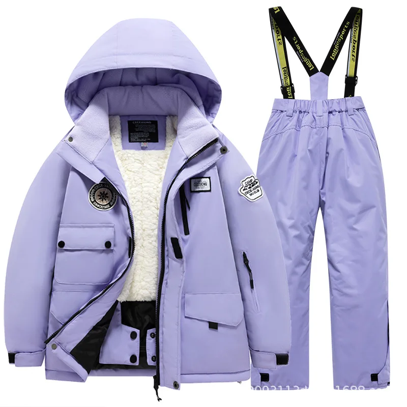 Winter Children's Skiing Suit for Boys and Girls Windproof and Waterproof Thick Coat for Warmth Snow Playing Equipment