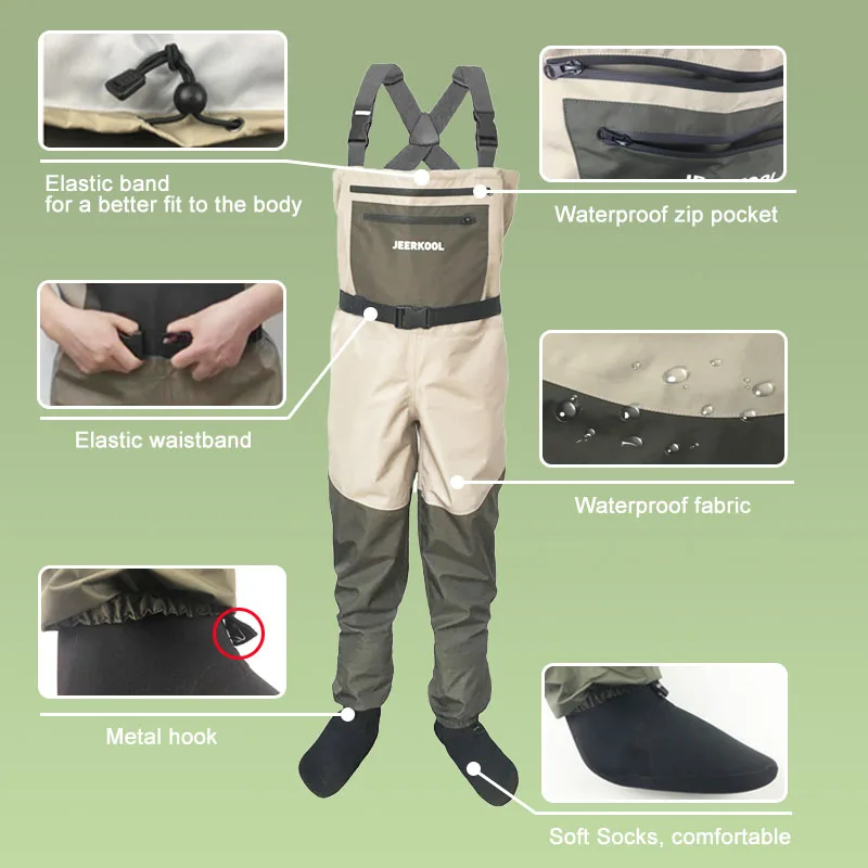 3 Layer Waterproof Fishing Waders Anti Skid Wading Hunting Fishing Shoes Rubber or Felt Sole Boots Neoprene Socks Chest Clothes