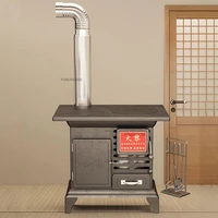 เตาผิงเหล็กหล่อแบบย้อนยุคสำหรับใช้ในบ้าน พร้อมปล่องไฟ เตาเผาไม้สำหรับบ้านพักตากอากาศ เต็นท์ และลานบ้านสไตล์ฝรั่งเศส 2