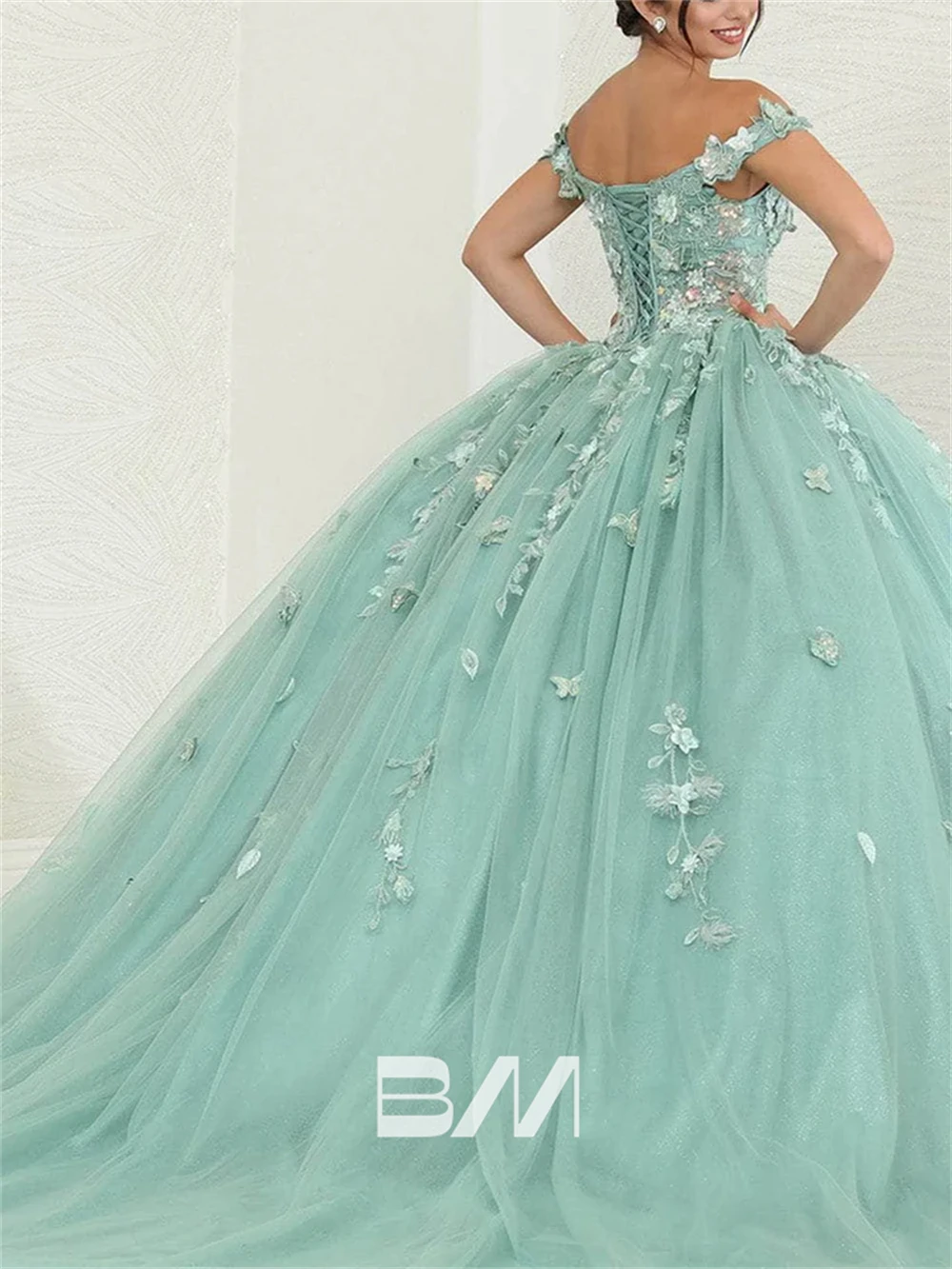Off-the-Shoulder Floral Sweet 15 Dresses Teenager Party Gown Quinceanera Dress with Appliques Ball Gown Cocktail