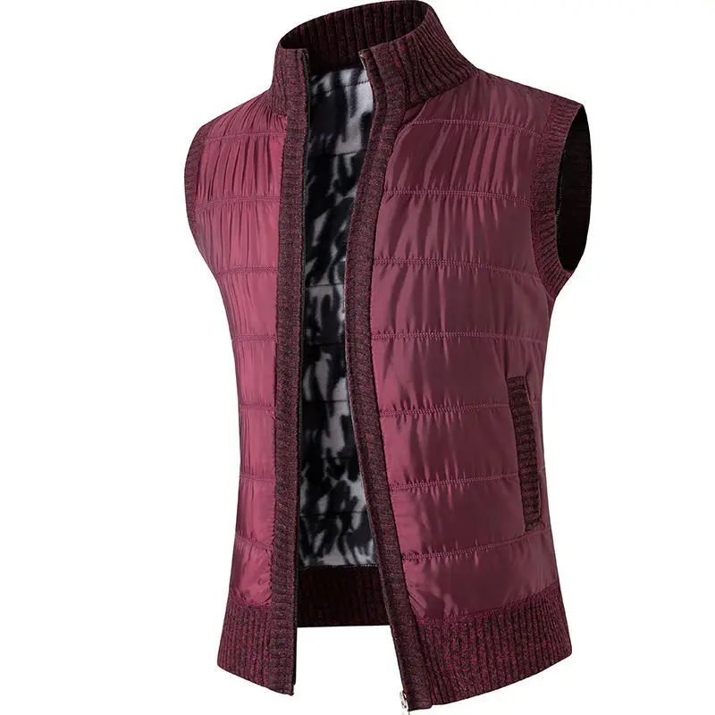 2023 Autumn and Winter Men's Standing Collar Patchwork Zipper Pockets Slim Fashion Casual Elegant Commuter Sleeveless Vest Tops