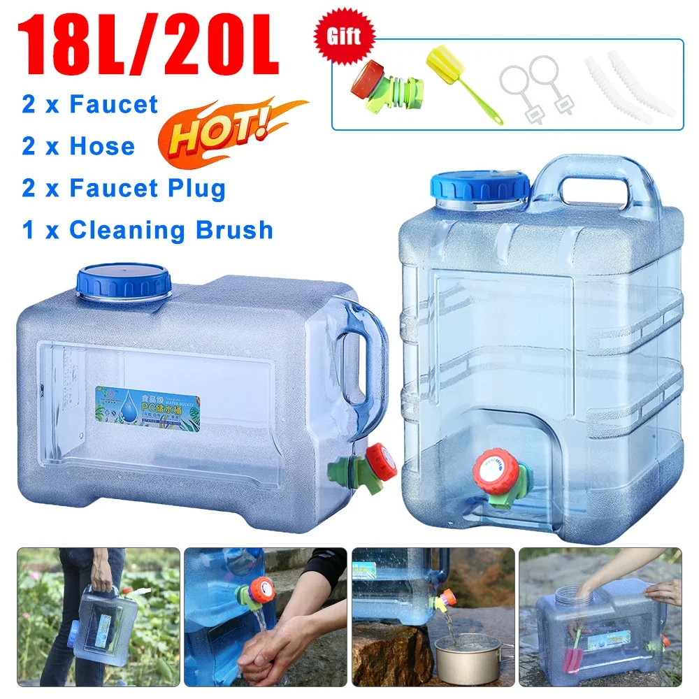 18/20L Camping Water Container Car Water Bucket Leak-proof Large Capacity Canister Tank for Outdoor Travel Driving Camping