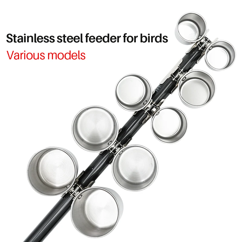 Stainless Steel Cage Stand Double Cups Clip Bird Parrot Double Food Water Feeding Cups Dispenser Pet Cage Supplies bird feeder parrot feeder parrot feeding bowl bird water drinker pet water feeder