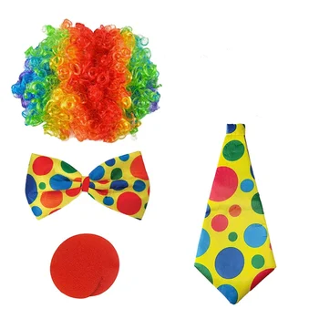 Parrucca da clown riccia ondulata da prestazione Parrucca sintetica per capelli cosplay Cappello per capelli Cappello per parrucca da circo da clown riccio ondulato arcobaleno colorato Carnevale