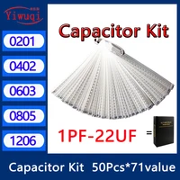 Capacitor kit 0201 0402 0603 0805 1206 smd Capacity package each value*50PCS Sample Kit Capacitor 1nf 10nf 100nf 1uf 10uf 22uf