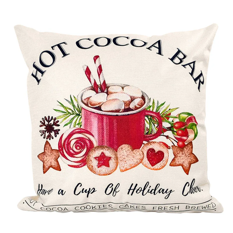 thumbnail image 1 of Funda de cojín navideña de 45 cm, funda de almohada de lino decorativa para el hogar, sofá, adorno, regalos de Navidad de Año Nuevo, 1 of 5