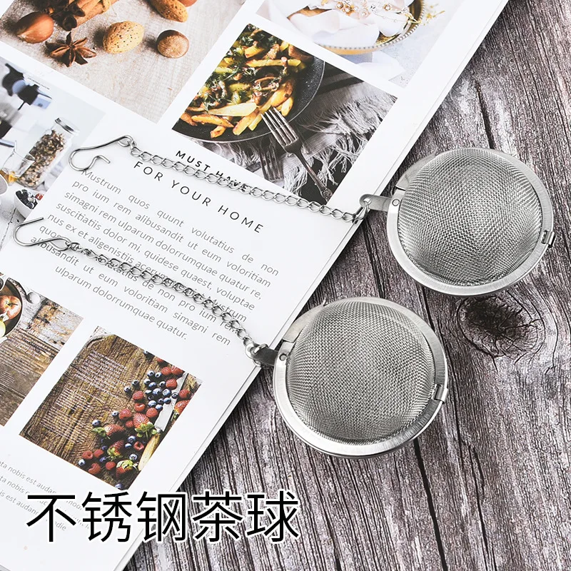 Description Picture 3 of item4 Sizes Durable Silver Reusable Stainless Mesh Herbal Ball Tea Spice Strainer Teakettle Locking Filter Infuser Tool