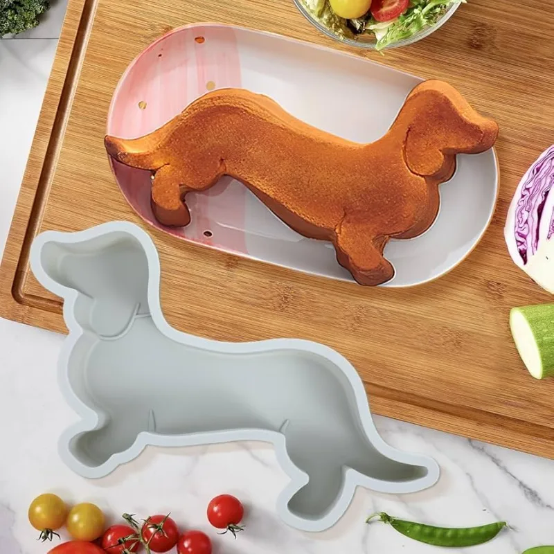 Adorable Dachshund Shaped Silicone Cake Mold for Baking Desserts Bread and Pastries FlexibleOven-Safe Non-Toxic Kitchen Tool