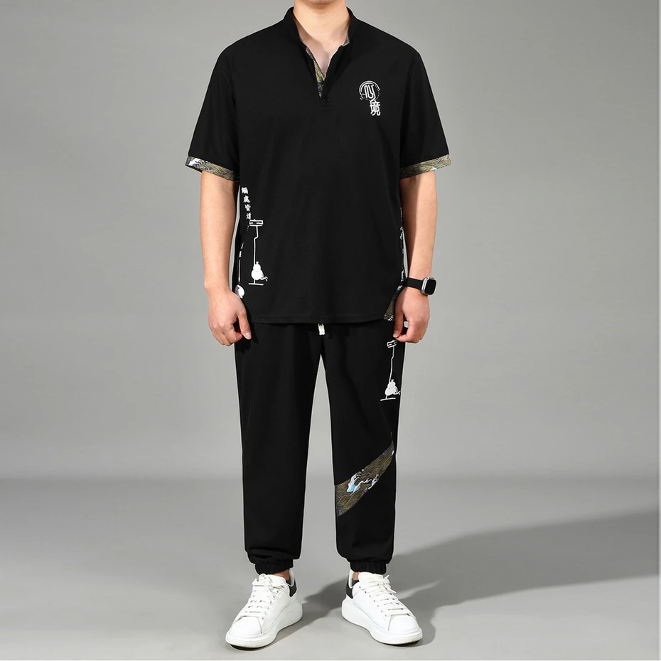 بدلات رياضية للرجال على الطراز الصيني التقليدي ، م...