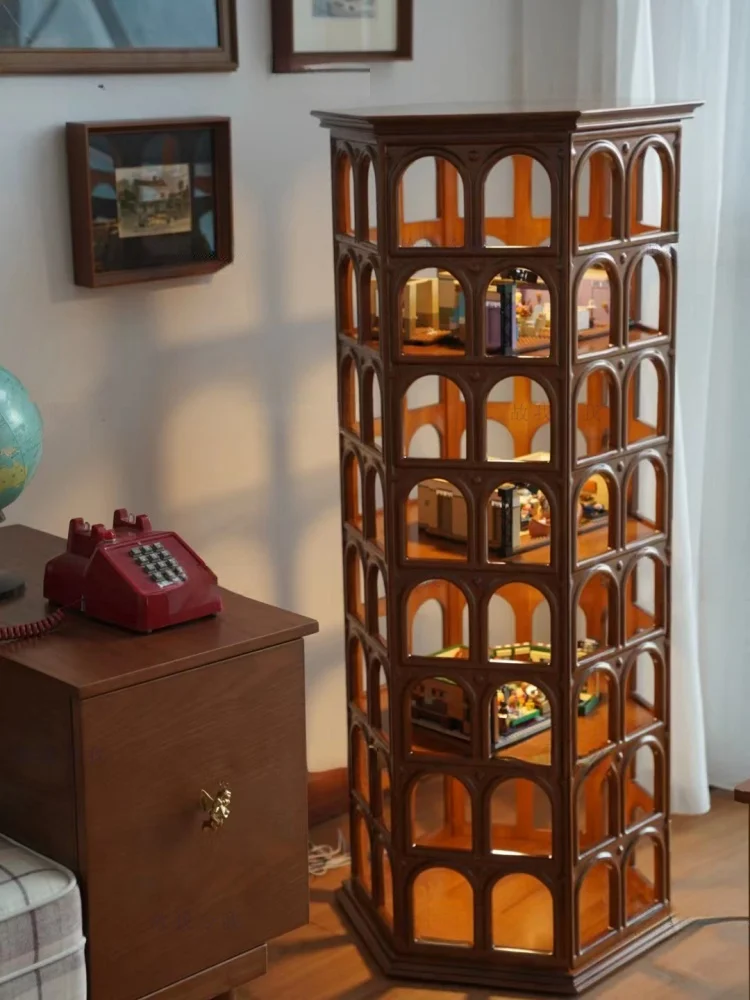 Flavi figure display cabinet, solid wood arch, hollow shape, four-layer multi-functional display case, cabinet 8