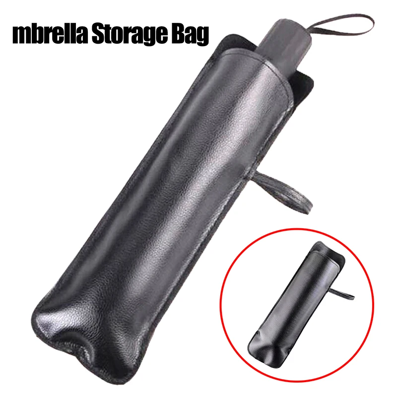 Black PU Leather Umbrella Cover Case Portable Waterproof Umbrella Storage Pocket Water Absorbent Bag Ultrafine