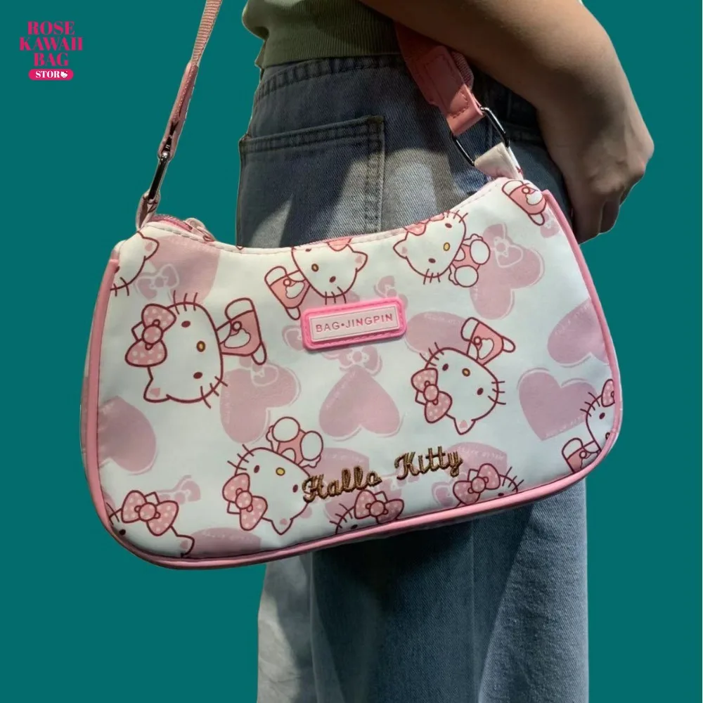 Hello Kitty Bag Kawaii Cartoon Anime Plush Handbag Cosmetic Bag Travel Shoulder Bag Hello Kitty Handbag for Women Girls Gifts