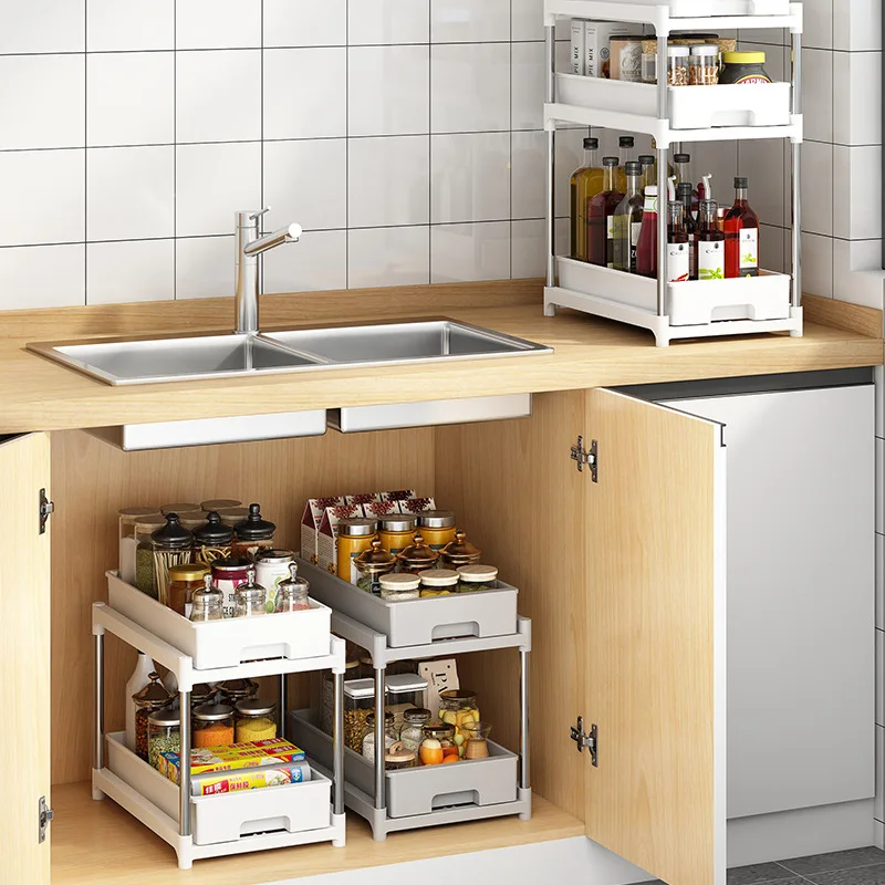 

Kitchen Spice Rack Shelf Vegetable Fruit Cupboards Organizer Pull Out Cabinet Cupboard Storage Organizer Bathroom Sink Racks