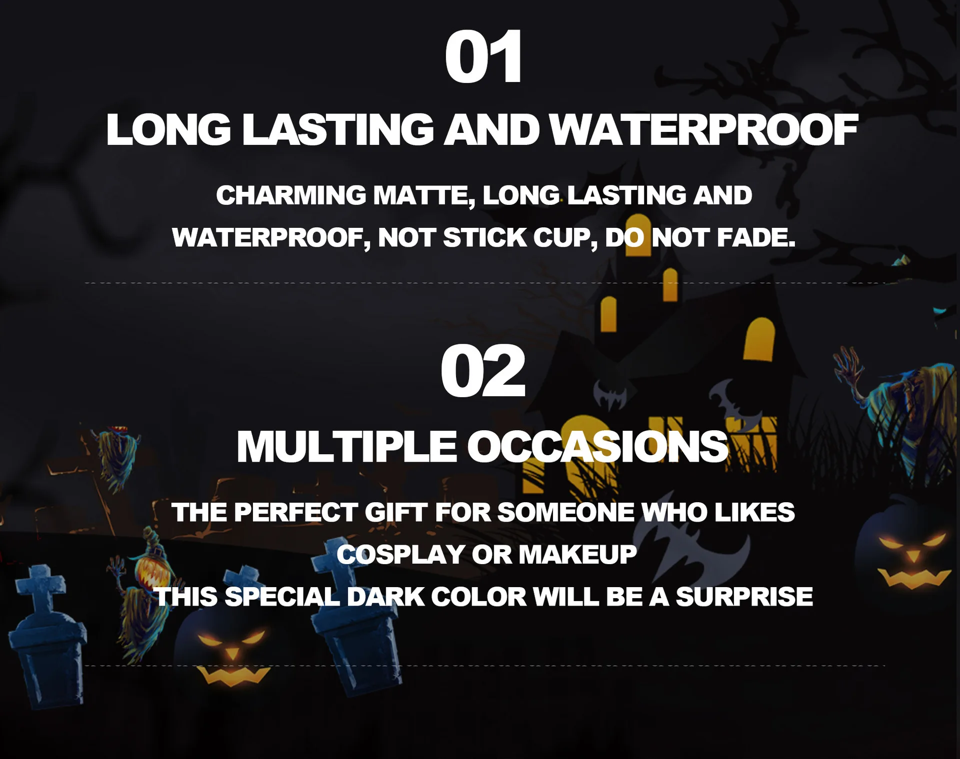 Description Picture 4 of itemGothic Matte Lip Gloss Lipstick Velvet Long-Lasting Black Bright Red Waterproof Dark Lip Halloween