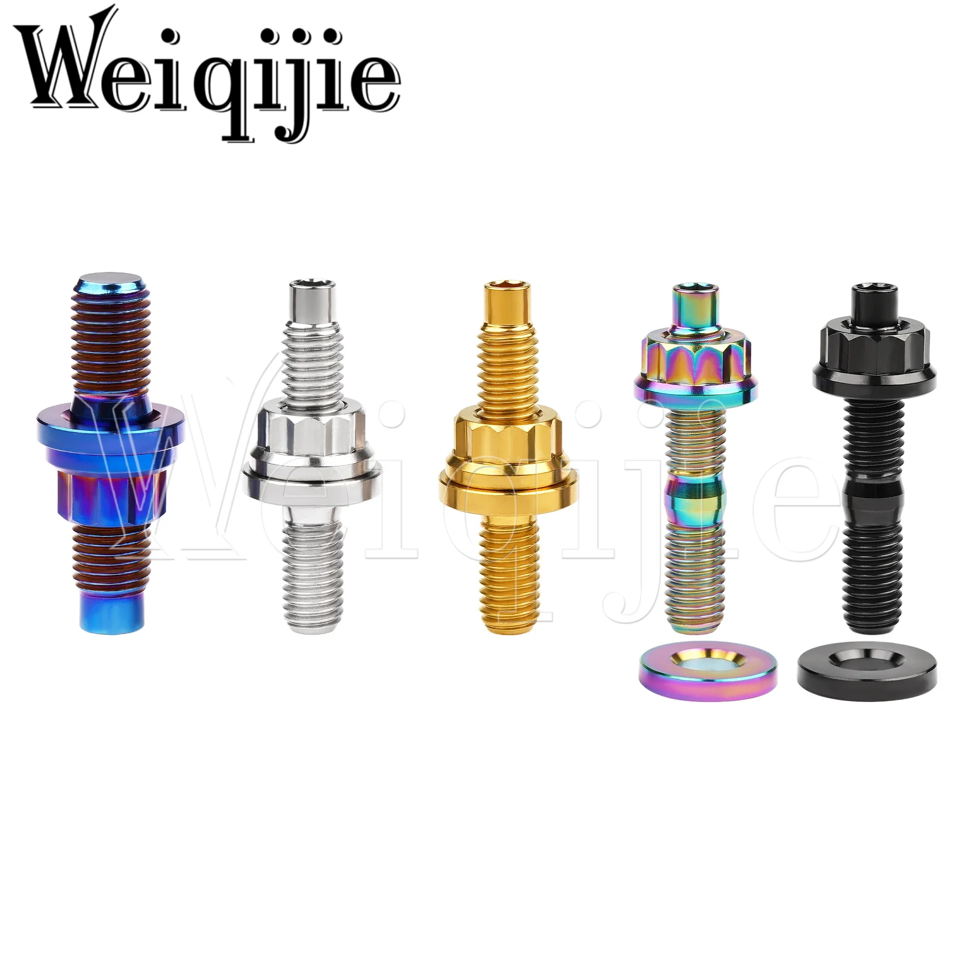 Weiqijie 티타늄 볼트 M8x45/55/65mm M10x45/54mm 합금 자동차 배기 매니폴드 스터드 볼트 너트 와셔 키트 세트