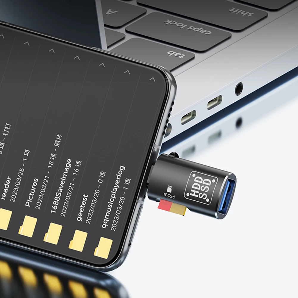 2 In 1 Type-C USB 3.0 카드 판독기 휴대 전화 카드 판독기 OTG TF USB C TF iPhone 15 용 마이크로 SD 카드 판독기