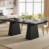 63-Inch Modern Black Dining Table for 4-6, Rectangular with Sturdy Tapered Legs, Large Tabletop for Dining, Kitchen, Living Roo 63-Inch Modern Black Dining Table for 4-6, Rectangular with Sturdy Tapered Legs, Large Tabletop for Dining, Kitchen, Living Roo
