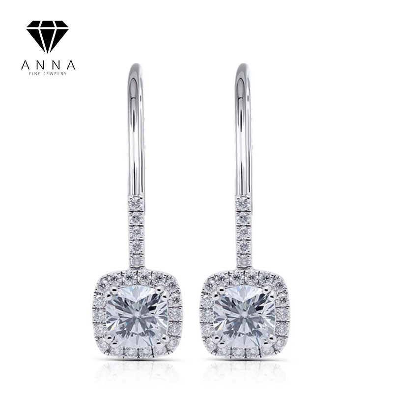 

Trendy 1 Carat High Carbon Diamond Square Drop Earrings 100% s925 Sterling Silver Dangle Birthday Gift Wedding Fine Jewelry New